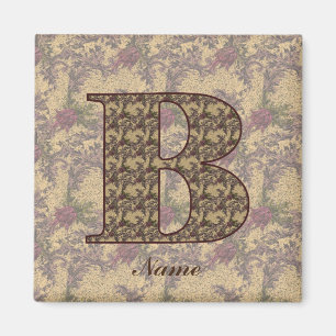 Íman Monograma Floral Inicial B Elegante Personalizado