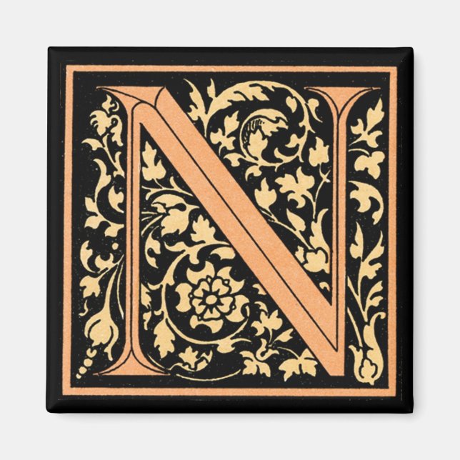 Íman Monograma Floral 'N' - Magnet (Frente)