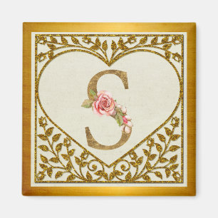 Íman Monograma Floral Personalizado, De A a Z