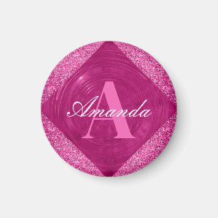 Íman Monograma Girílico Rosa Moderno
