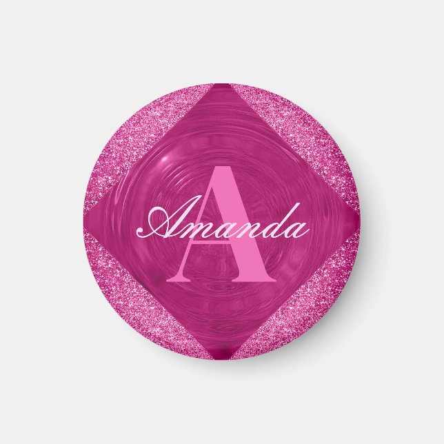 Íman Monograma Girílico Rosa Moderno (Frente)