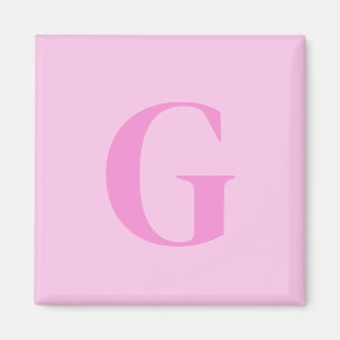 Íman Monograma Inicial Minimalista Rosa Vibrante