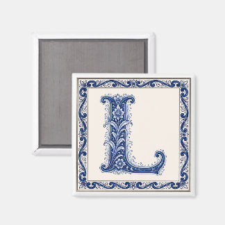 Íman Monograma L de Herança Norueguesa - Azul