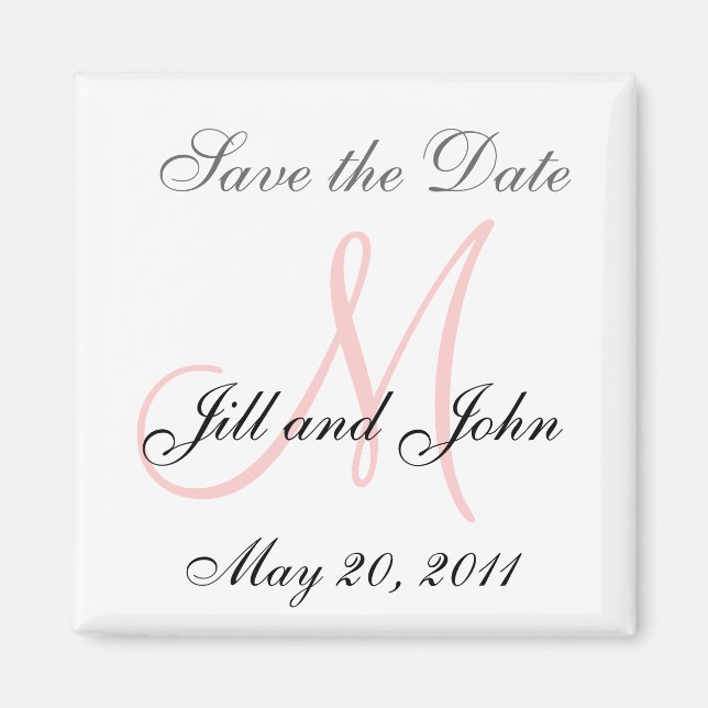 Íman Monograma M Wedding Save the Date Magnet (Frente)