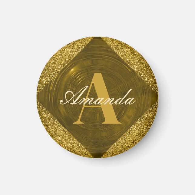 Íman Monograma Menino Dourado Moderno (Frente)