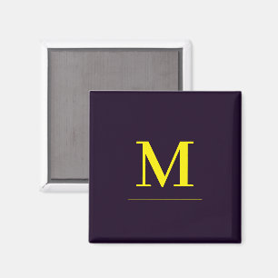 Íman Monograma minimalista amarelo elegante sofisticado