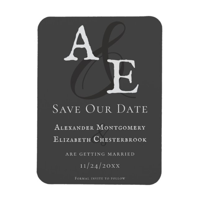 Íman Monograma Minimalista de cinzas (Vertical)