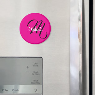 Íman Monograma moderno minimalista, nome inicial rosa q