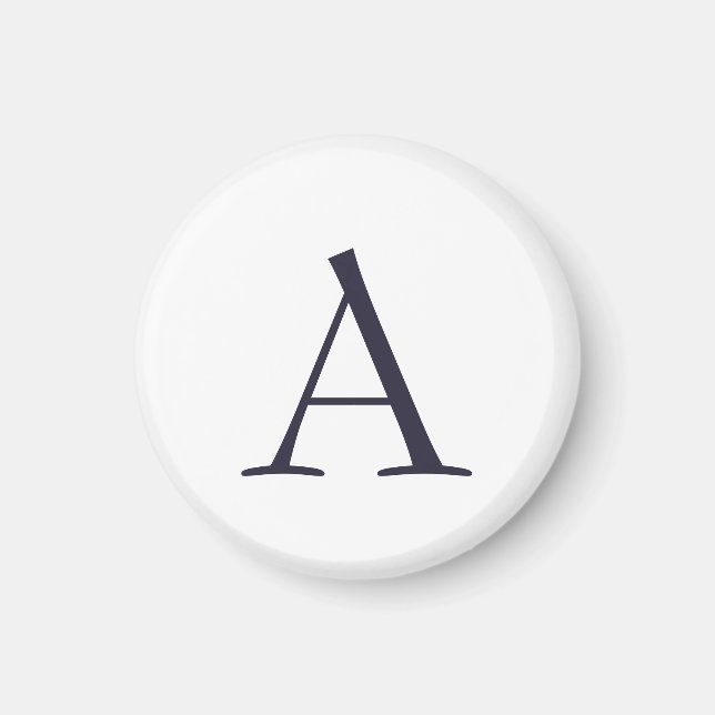 Íman Monograma Moderno Simples Azul Inicial (Frente)