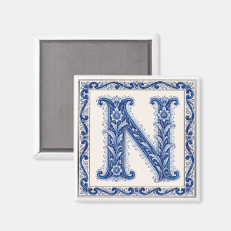 Íman Monograma N de Herança Norueguesa - Azul