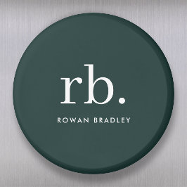 Íman Monograma Na moda verde moderno minimalista