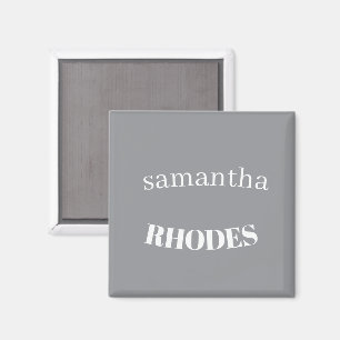 Íman Monograma personalizado cinza minimalista