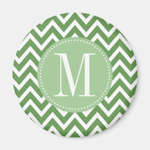 Íman Monograma Personalizado de Cevron Verde