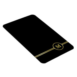 Íman Monograma personalizado de ouro elegante a preto