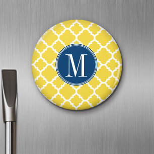 Íman Monograma Personalizado de Padrão de Quatrefoil A