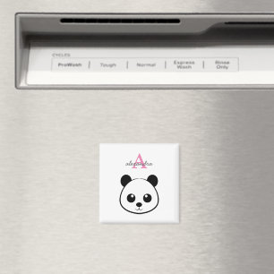 Íman Monograma personalizado de panda bonito