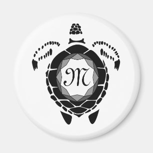 Íman Monograma Personalizado de Silhueta de Tartaruga d