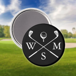 Íman Monograma Personalizado Preto e Branco