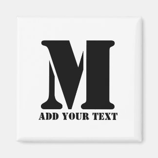 Íman Monograma Personalizado Preto Moderno Texto Person