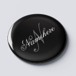 Íman Monograma Personalizado Único de Nomes Preto e Bra<br><div class="desc">Design de Monograma Personalizado de Nome Preto e Branco Único para qualquer pessoa.</div>