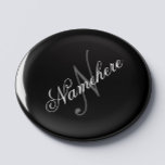 Íman Monograma Personalizado Único de Nomes Preto e Bra<br><div class="desc">Design de Monograma Personalizado de Nome Preto e Branco Único para qualquer pessoa.</div>