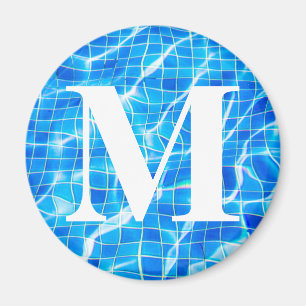 Íman Monograma Piscina Azul de Natação Monograma Aquáti