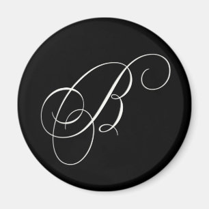 Íman Monograma preto e branco elegante - B inicial