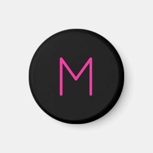 Íman Monograma Preto e Rosa Moderno Editável