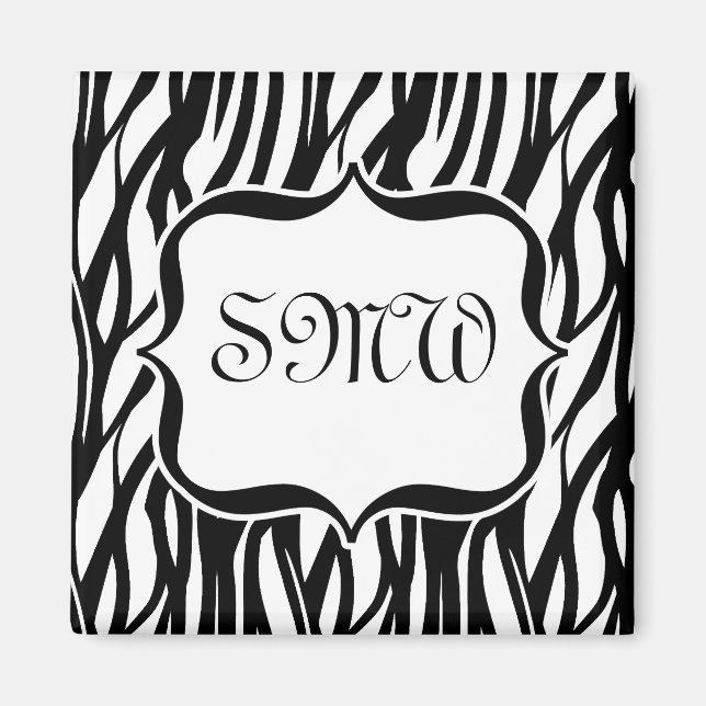 Íman Monograma preto/zebra branco Funky (Frente)