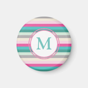 Íman Monograma Rosa Azul e Verde