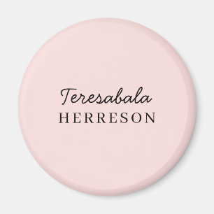 Íman Monograma Rosa Cor-de-Rosa Minimalista Moderno Fem