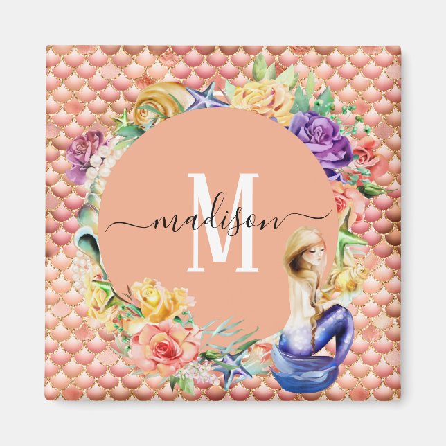 Íman Monograma Rosa Dourado Lente Sereia Scala Divertim (Frente)