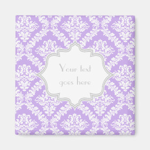 Íman Monograma roxo, branco moderno da cor damasco