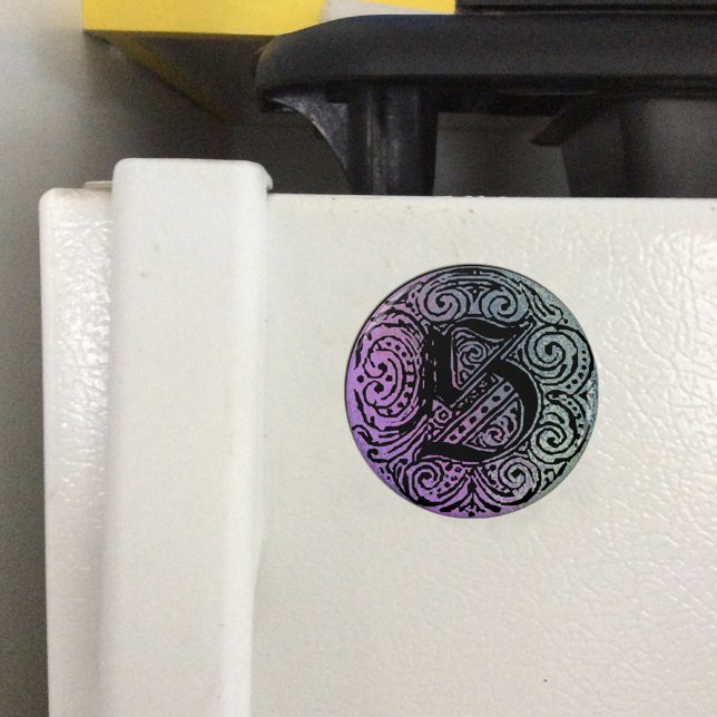 Íman Monograma S Fundo Azul Roxo (Criador carregado)