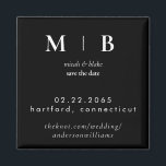 Íman Monograma Simples B/W Casamento Salvar Data II<br><div class="desc">Casamento de Monograma Branco e Preto Contemporâneo Salve o Magnete de Data. Maior Impressão do que o original.</div>