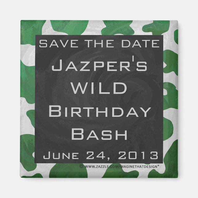 Íman Monograma Verde-Vaca e Branco (Frente)