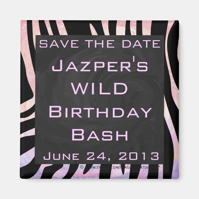 Íman Monograma Zebra Preto e Rosa (Frente)