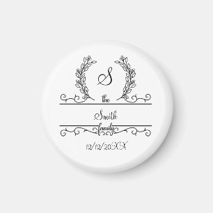 Íman Monogrammed Personalized Family Name Script Leaves