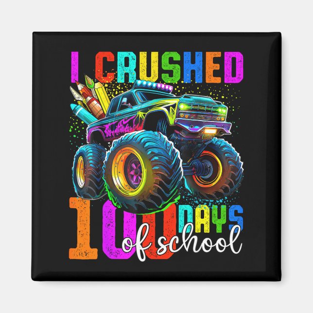 Íman Monster Truck 100th Day Of School Boys 100 Days Of (Frente)