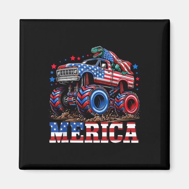 Íman Monster Truck Usa Flag Patriotic Todlers Boys 4th (Frente)