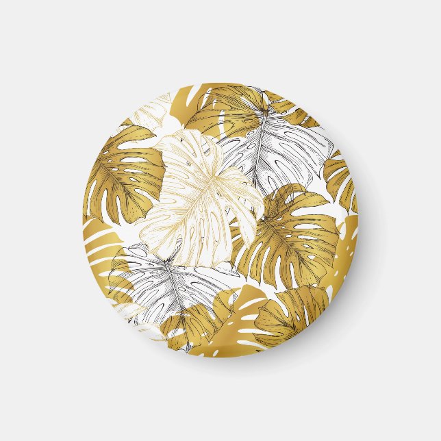 Íman Monstera Leaves: Ouro Branco (Frente)