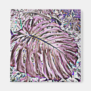Íman Monstera tropical Folhas em Roxo