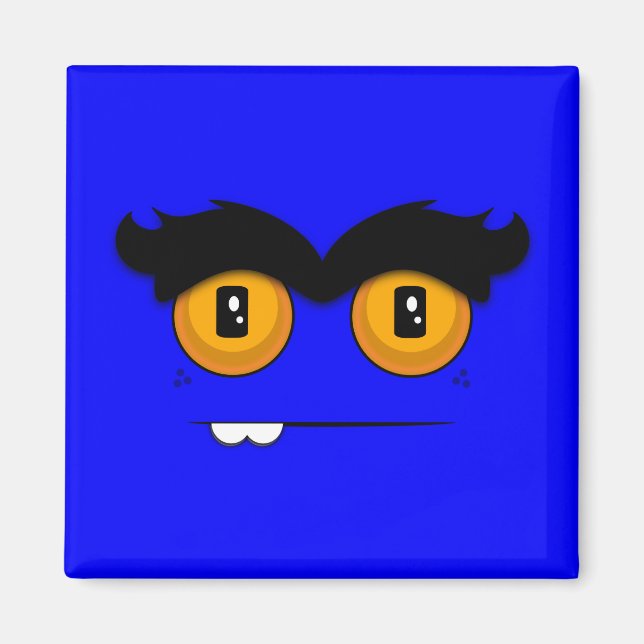 Íman Monstro Adorável da Unibrow com Sobrebita (Azul) (Frente)