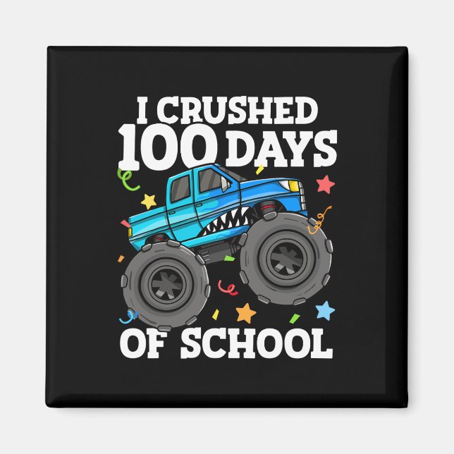 Íman Monstro de Caminhão de 100 Dias de Escola 100º Dia (Frente)