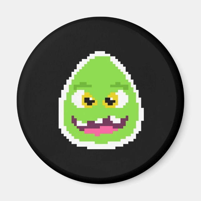 Íman Monstro de ovo pixelado fofo (Frente)