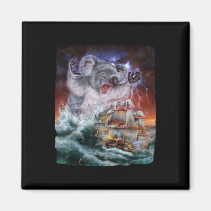 Íman Monstro Koala Como Kraken Ataca Um Navio De Guerra