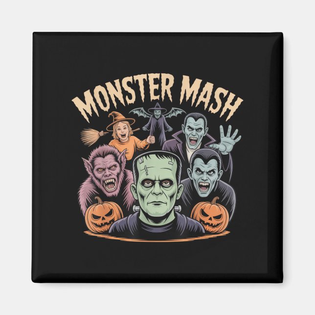 Íman Monstro Mash Cole Monstros do Halloween Derrame Ho (Frente)