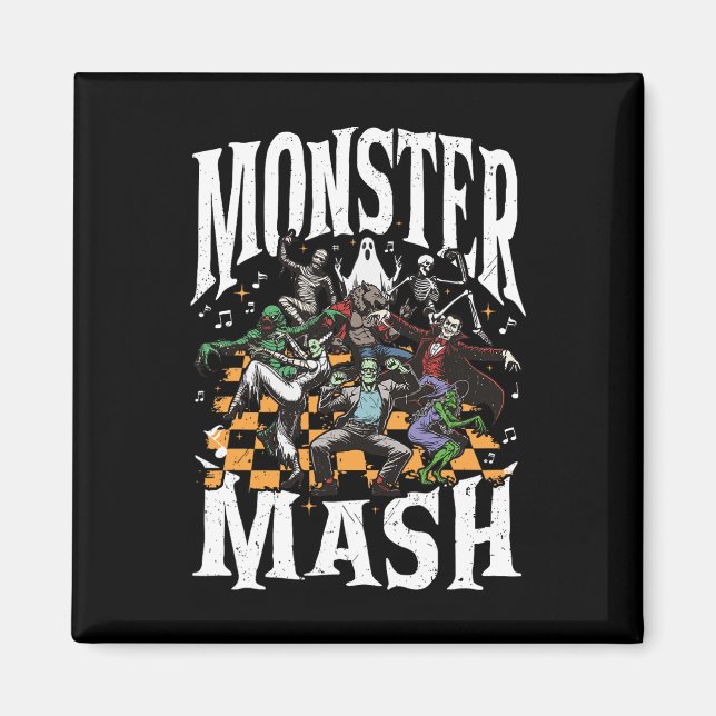 Íman Monstro Mash Retro Halloween Monstro Engraçado Spo (Frente)