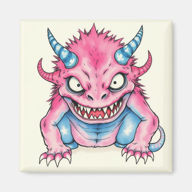 Íman Monstro Rosa e Azul (Frente)