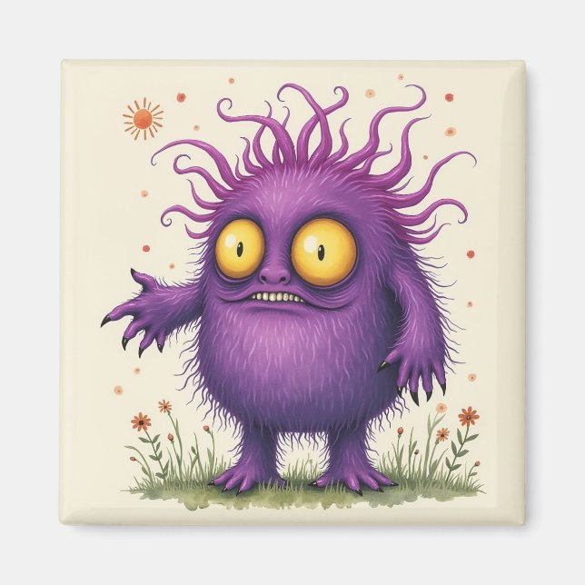 Íman Monstro Roxo de Olhos Grandes e Bonitos (Frente)